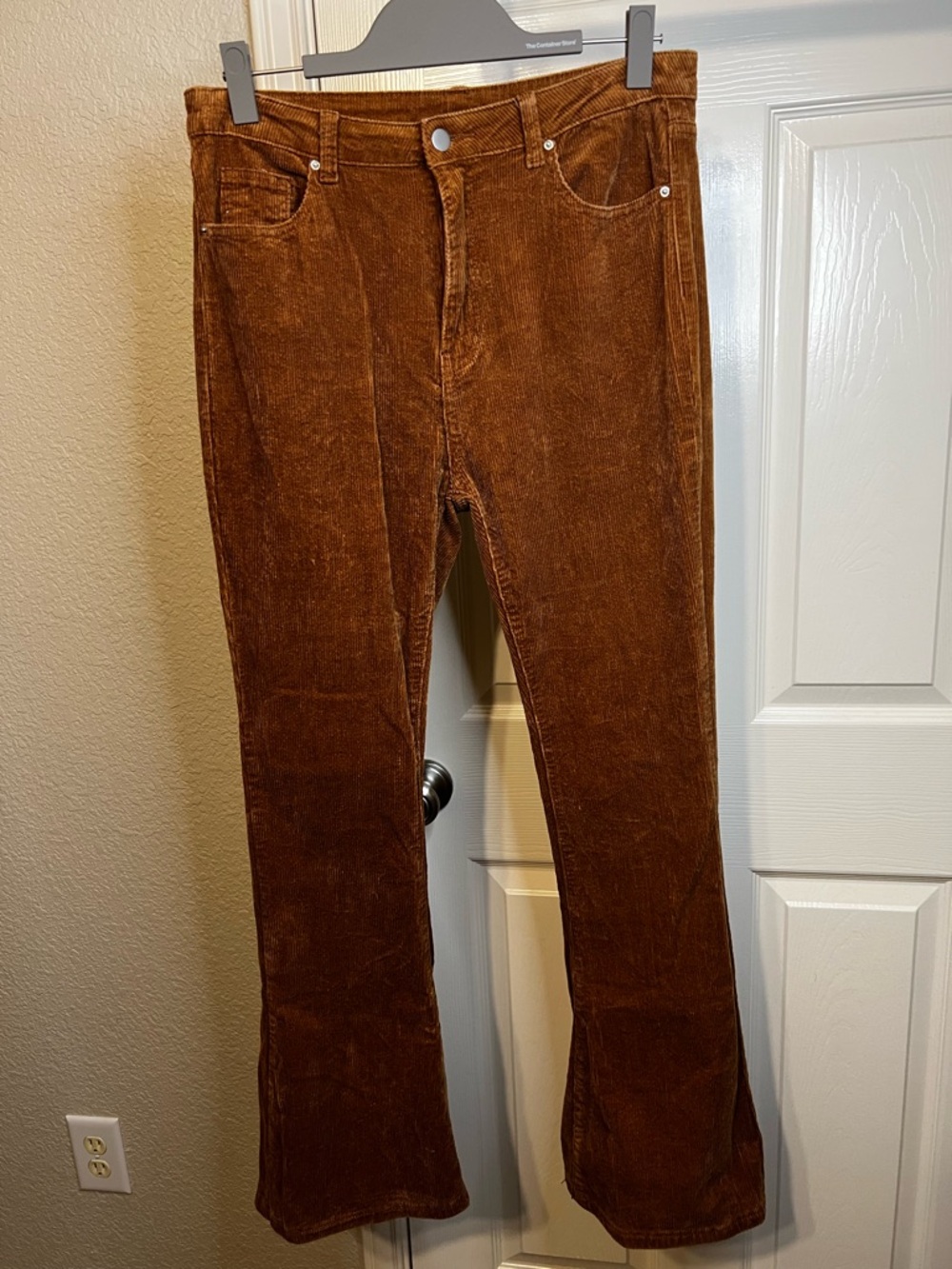 SHEIN Brown Corduroy Flare Pants